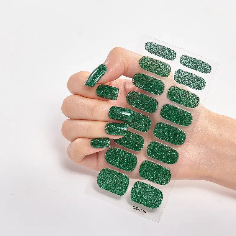 Color: GRAY - Nail Sticker Shiny Design Full Beauty Stickers for Nails Decals Plain Stickers Women Salon Nail Art