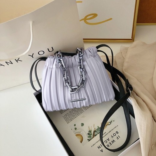 Designer Women Bags Drawstring Bucket Bag with Thick Chain Crossbody Bag