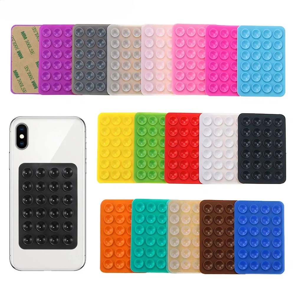 Color: Light Grey - Silicone World Square Silicone Mobile Phone Fixing Suction Cup Car Mounted Bracket Phone Case Universal Anti Slip Suction Cup