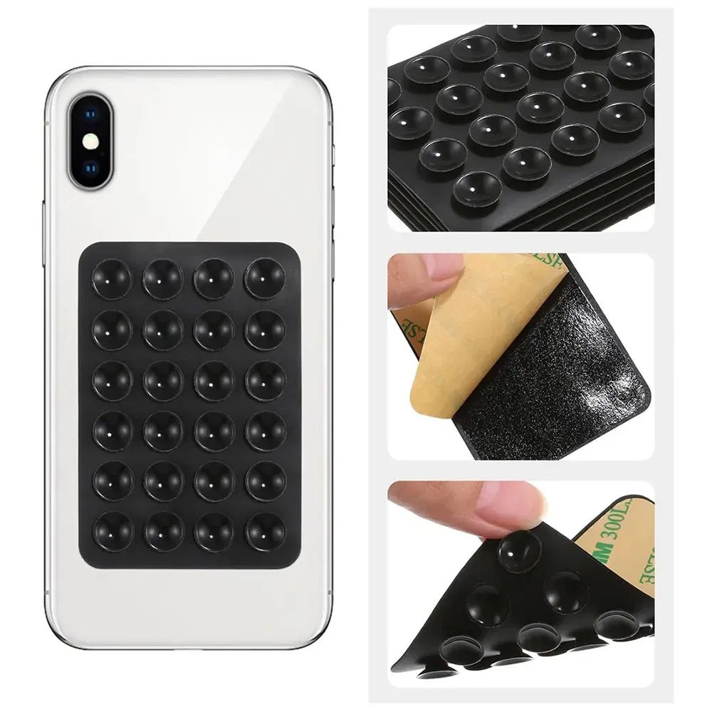 Color: Light Grey - Silicone World Square Silicone Mobile Phone Fixing Suction Cup Car Mounted Bracket Phone Case Universal Anti Slip Suction Cup
