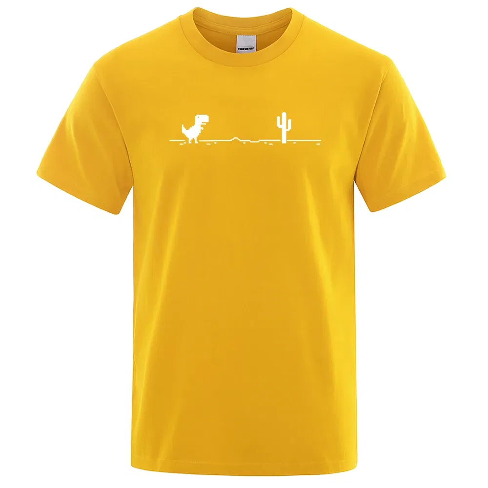 Color: army green, Size: XXL - Mens T-shirts Printed Dinosaur Cactus Funny Tops Summer Cotton T-shirt for Men Casual O-Neck Tee Shirts Streetwear Basic Top