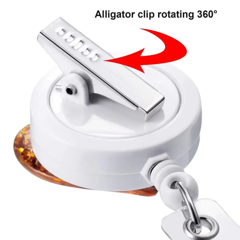 Color: Gold - idclip 10 Pcs Bling Love Heart Retractable Badge Holder Badge Clips for Nurse ID Badge Reel with Alligator Clip