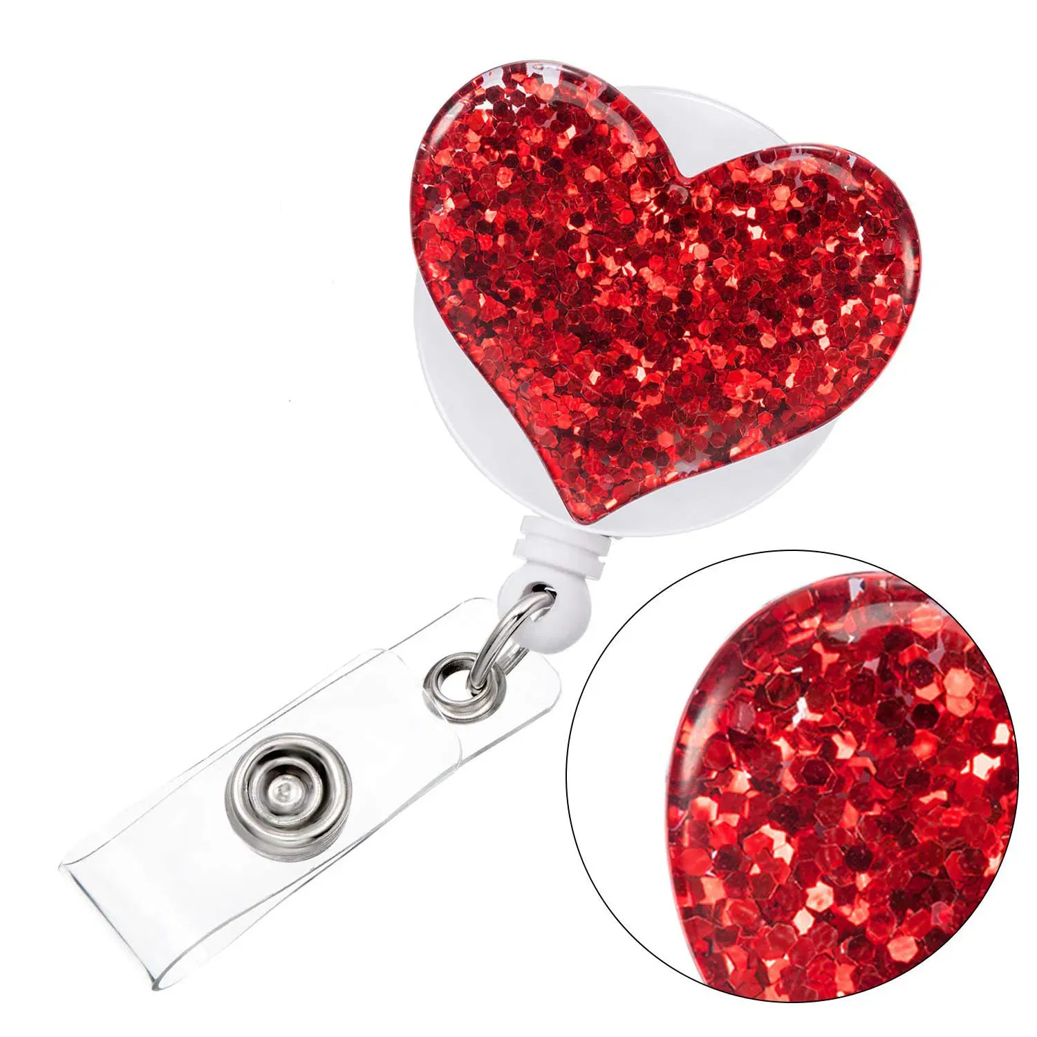 Color: Gold - idclip 10 Pcs Bling Love Heart Retractable Badge Holder Badge Clips for Nurse ID Badge Reel with Alligator Clip