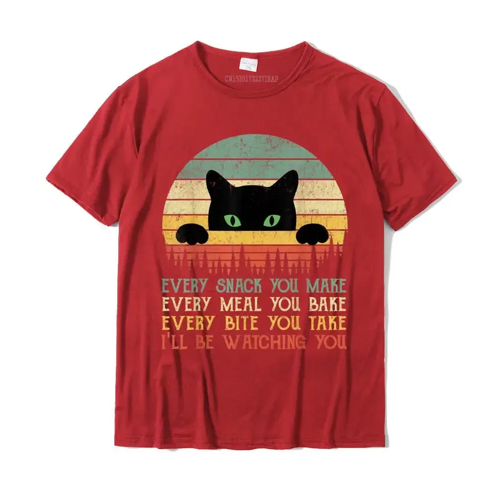 Color: Red, Size: XXL - Every Snack You Make Cat Funny Cat Mom Cat Mama Cat Dad T-Shirt Cotton T Shirts For Men Custom T Shirt Rife Printed