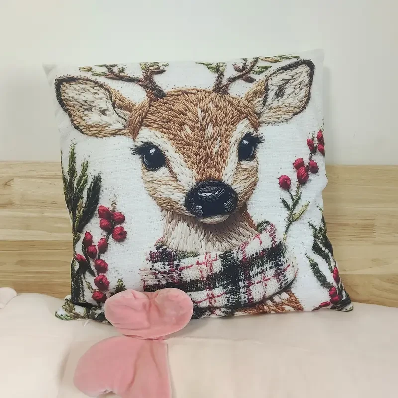 Charming Christmas Reindeer 45.72x45.72 cm Throw Pillow Cover