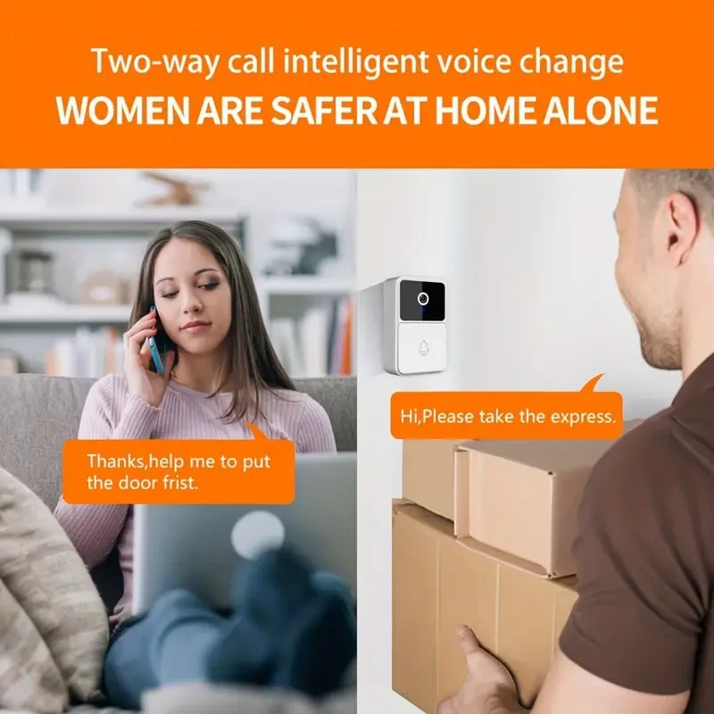 Smart Video Doorbell with Night Vision, Motion Sensor, and Two-Way Audio