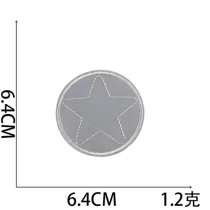 Color: WHITE - 1pc Reflective Patches For Night Clothing Iron On Star Heart Flower Football Hand Diamond Stickers Diy Jackets Badge Appliques