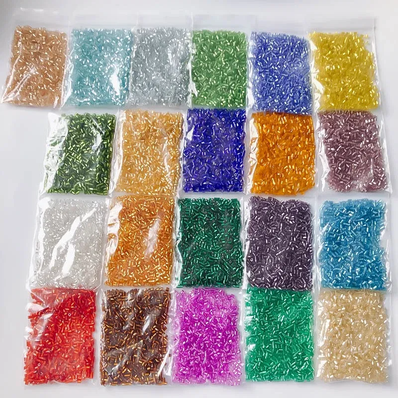 Color: black, Item Diameter: 2mm - 2mm Glass Seed Loose Beads Silver Color Inner Long Tube Charms DIY Craft Bracelet Jewelry Making Supplies Necklace Accessories