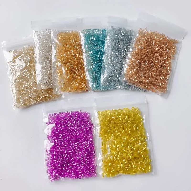 Color: black, Item Diameter: 2mm - 2mm Glass Seed Loose Beads Silver Color Inner Long Tube Charms DIY Craft Bracelet Jewelry Making Supplies Necklace Accessories