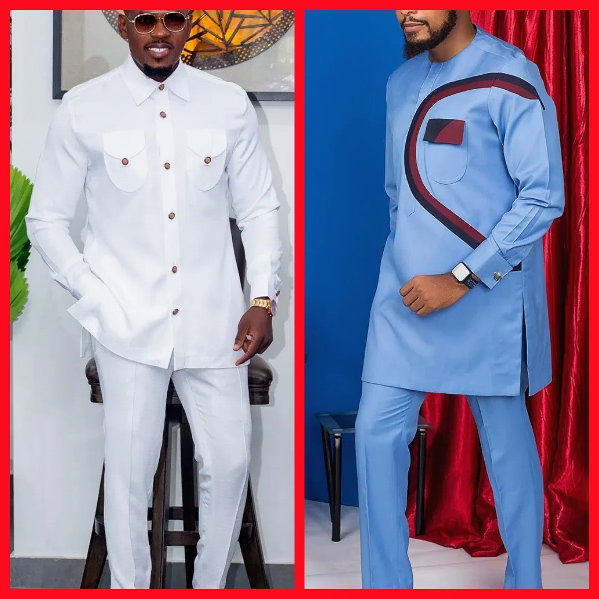 Color: Yellow, Size: 4XL - New Men's Tenos Wedding 2-Piece Suit Waist Pants Shirt Solid Color Panel Long Sleeve Party African Ethnic Style Clothing (M-4XL)