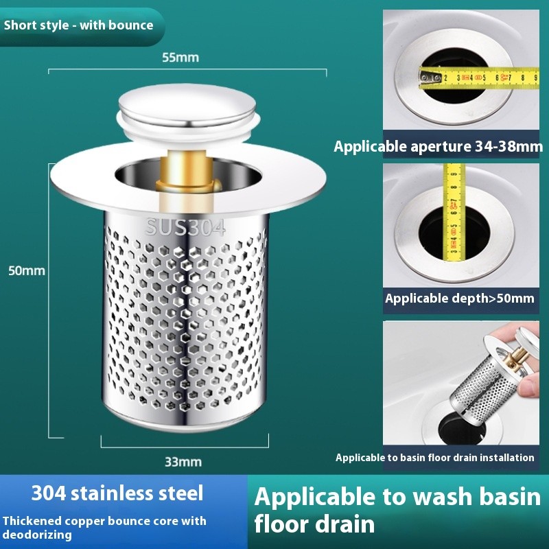 Wash Basin Leaking Plug Bounce Core Drainer Accessories With Strainer