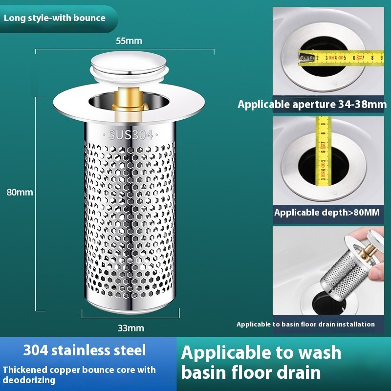 Wash Basin Leaking Plug Bounce Core Drainer Accessories With Strainer