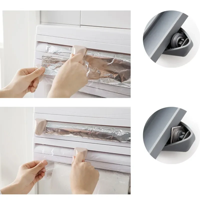 4-In-1 Kitchen Roll Holder Dispenser Kitchen Foil Film Wrap