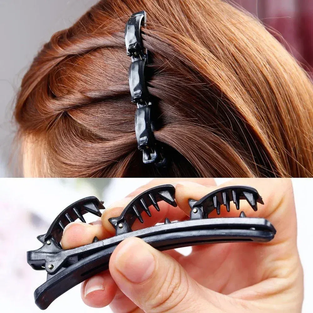 Color: Dark blue - Double Layer Braided Hairpin Hair Hoop Broken Hair Clip Women Hairpin Korean Fixed Headband New Hairpin Lazy Hair Accessories