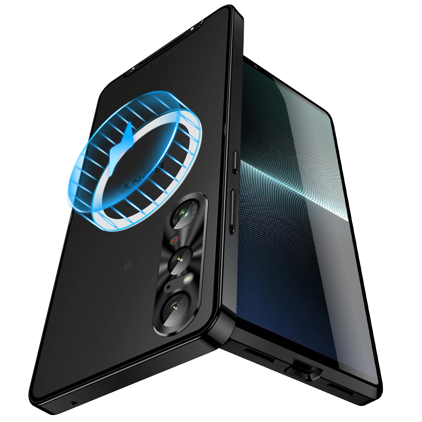 Color: Silver, Material: aluminum - Metal Alloy Magnetic Case For Sony Xperia 1 V 10 IV iii 5 V Aluminum Bumper Frame Clear Transparent Wireless Charger Cover