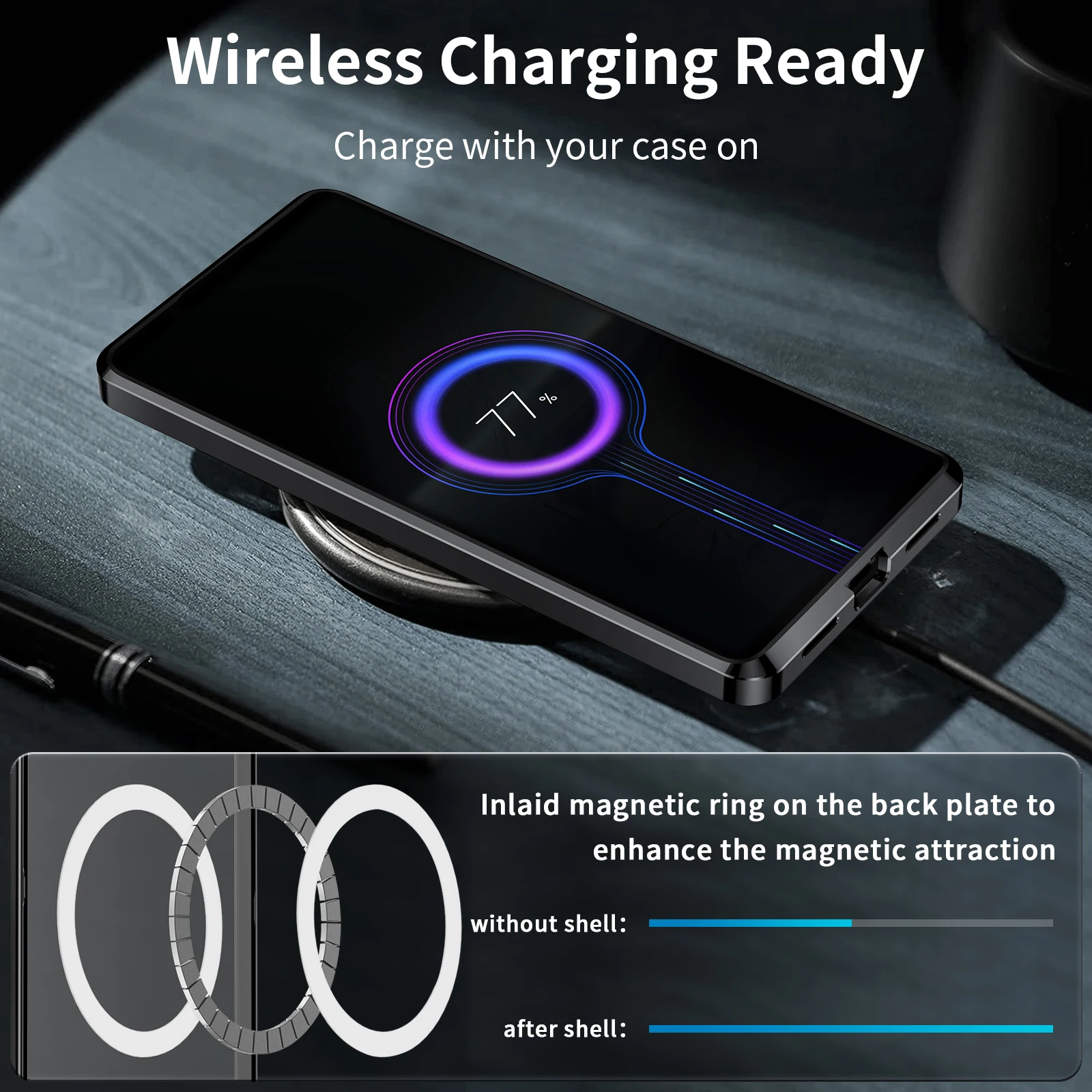 Color: Silver, Material: aluminum - Metal Alloy Magnetic Case For Sony Xperia 1 V 10 IV iii 5 V Aluminum Bumper Frame Clear Transparent Wireless Charger Cover