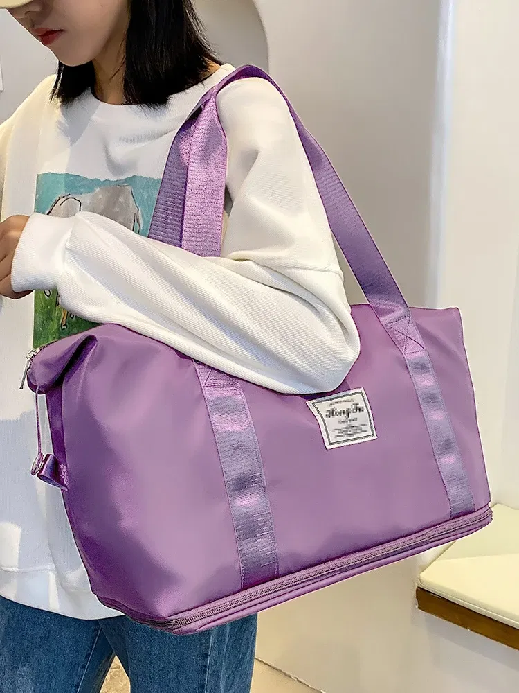 Color: GRAY - UNIXINU Carry On Travel Duffle Bag Nylon Waterproof Sports Gym Tote Bags for Women Large Capacity Storage Luggage Handbag