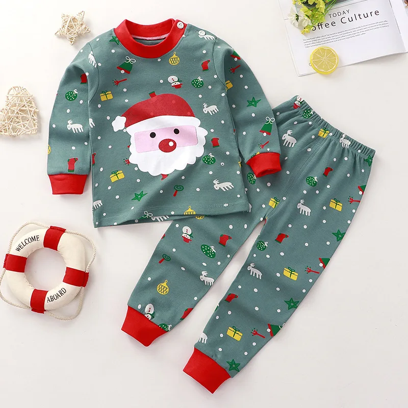 Color: Red, Kid Size: 2T - Cotton Boys Girls Sleepwear Suits Autumn Spring Newborn Underclothes 2pcs Kids Clothes Set Toddler Kids Pajamas