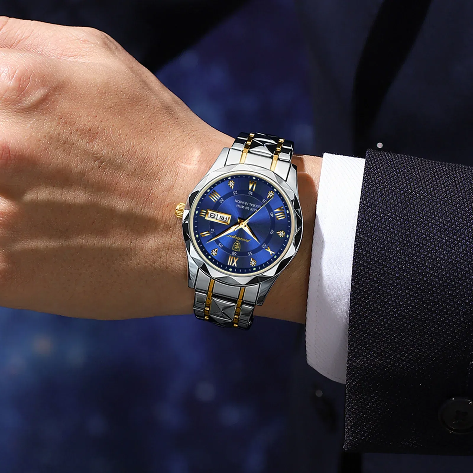 Color: Ivory - POEDAGAR Top Luxury Men Quartz Watch For Men Sports Waterproof Luminous Stainless Steel Date Week Men's Watches Male Clock reloj