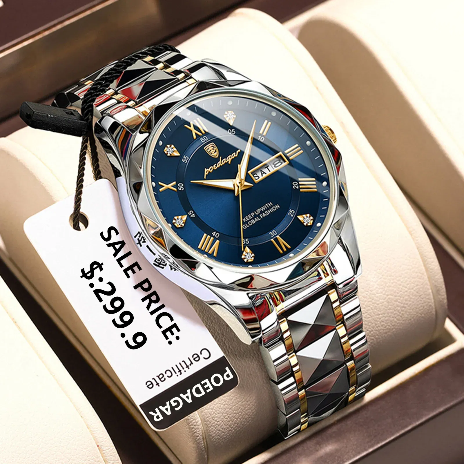 Color: Ivory - POEDAGAR Top Luxury Men Quartz Watch For Men Sports Waterproof Luminous Stainless Steel Date Week Men's Watches Male Clock reloj