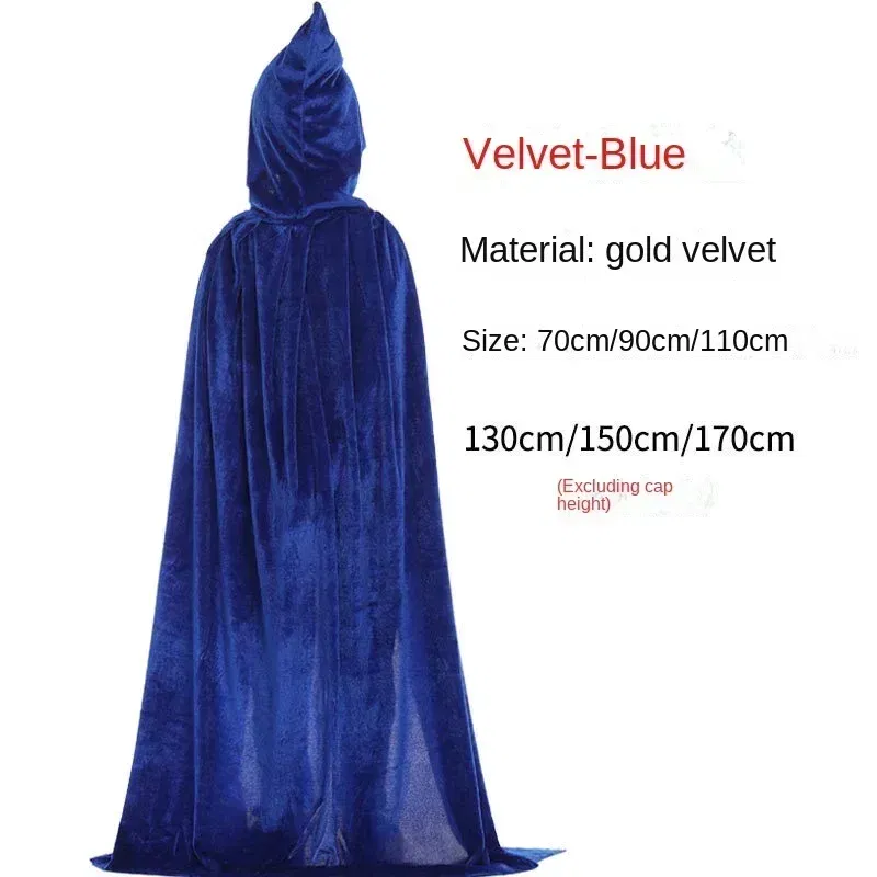 Color: Mint, Size: M - Velvet Cloak Cape Hooded Medieval Costume Witch Wicca Vampire Man Woman Unisex Solid Color