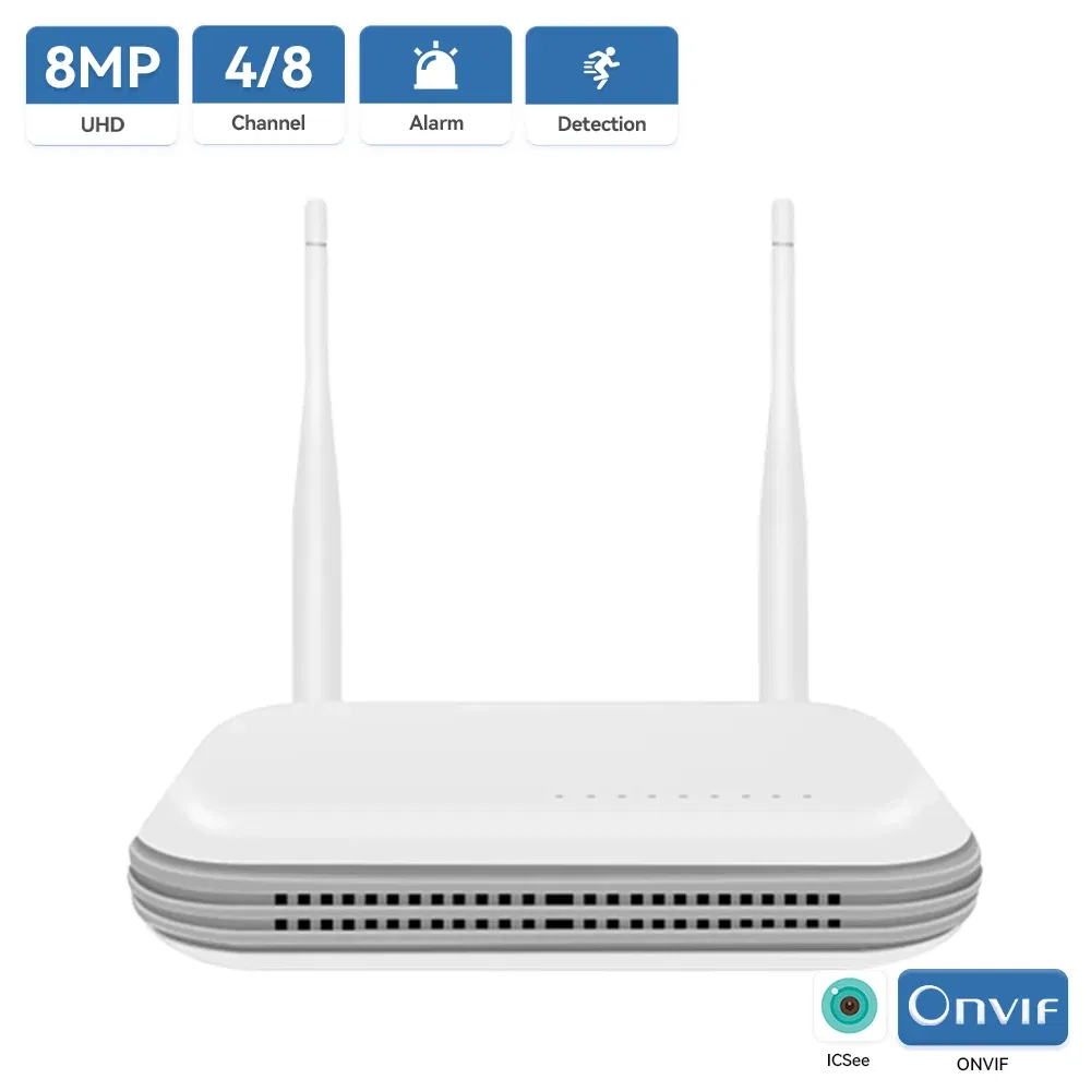 Ships From: CHINA, Plug Standard: UK Plug, Build-in HDD: 2T - Wifi NVR Mini 4CH 8MP/8CH 3MP XMeye WIFI Video Recorder For Wireless Security System TF Card Slot Face Detection P2P H.265