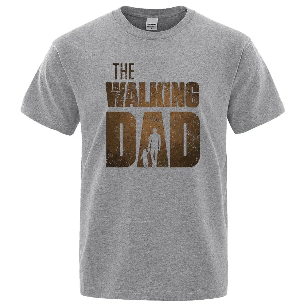 Color: Yellow, Size: S - The Walking Dad Funny Street Printed T-Shirts Men Fashion Summer Tshirt Loose Oversized Cotton Short Sleeves Casual Hip Hop Tees