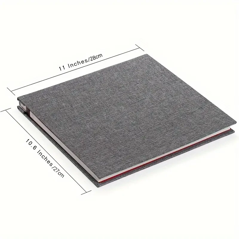 Luxurious Linen Cover DIY Photo Album - Self-Adhesive Magnetic Scrapbook with 40 Pages, 11x10.6 Inch