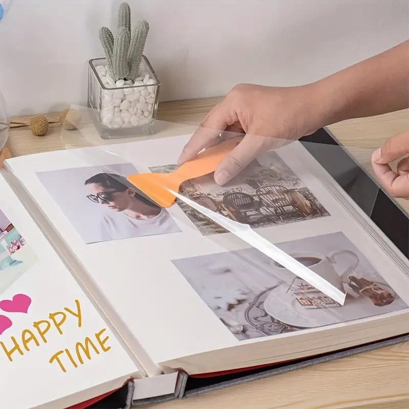 Luxurious Linen Cover DIY Photo Album - Self-Adhesive Magnetic Scrapbook with 40 Pages, 11x10.6 Inch