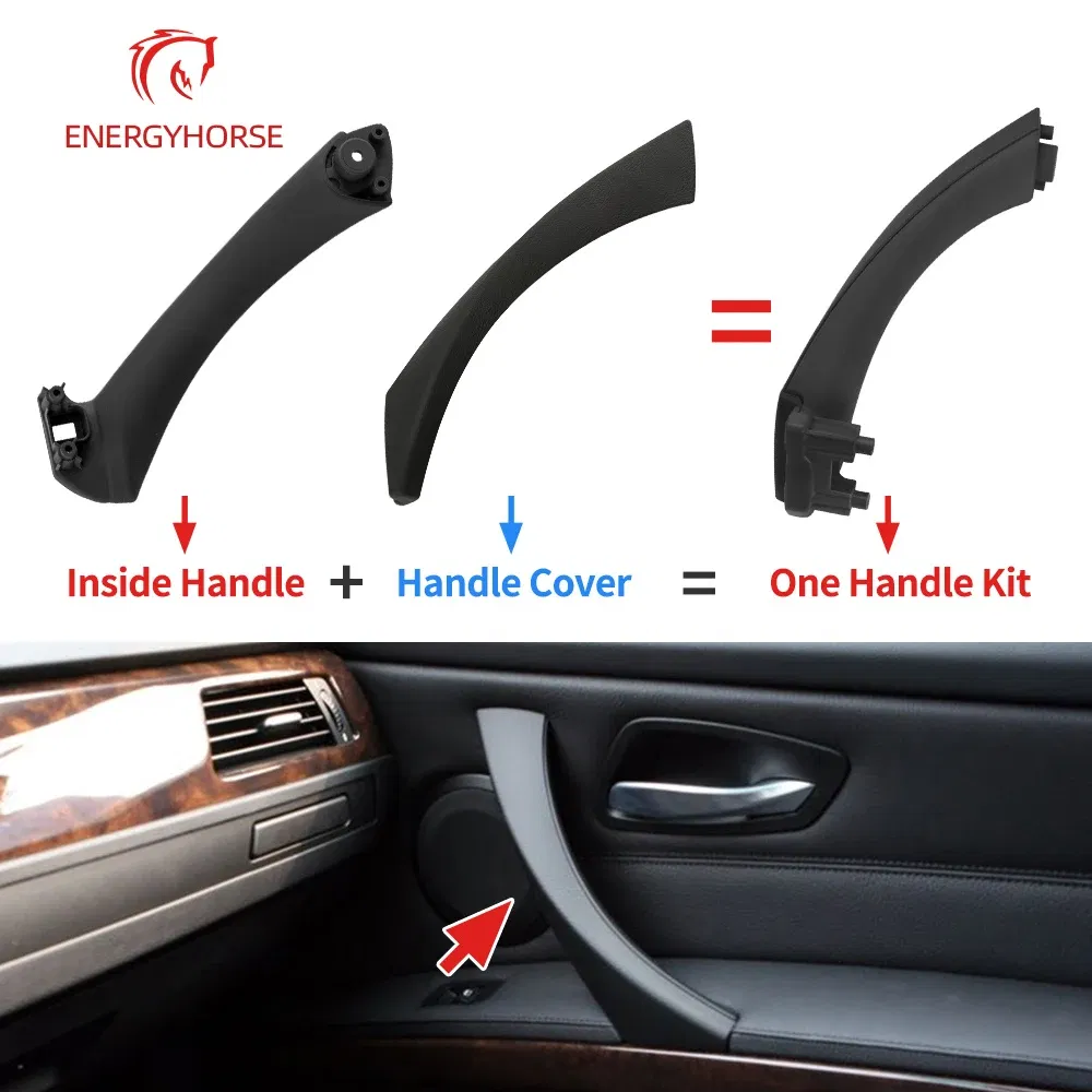 Color: WHITE - Car Inner Handle Interior Door Panel Pull Trim Cover Black Left Right for BMW 3 Series E90 E91 316 318 320 325 328