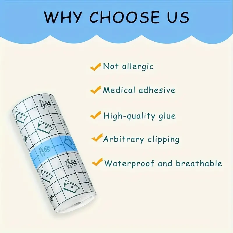 5 Rolls of Waterproof Medical Tape: Ideal for Swimming, Showers, and Tattoo Protection
