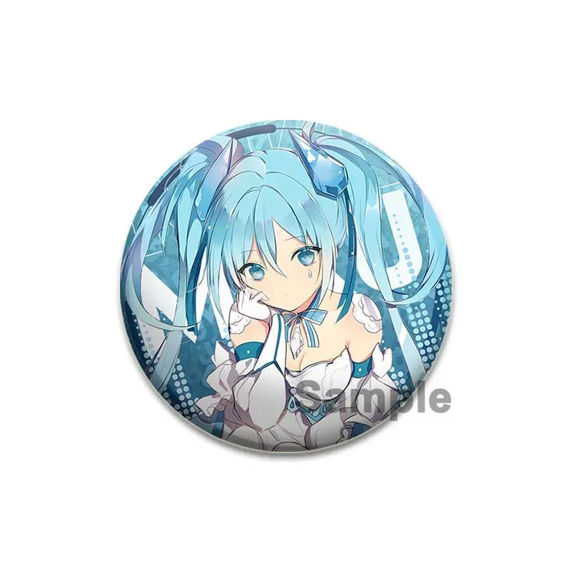 Color: Burgundy, Size: M - 58/44/32mm Miku Anime Round Pins Cartoon Badges Cosplay Handmade Tinplate Brooch on Backpack Clothes Chest Ornament Gifts
