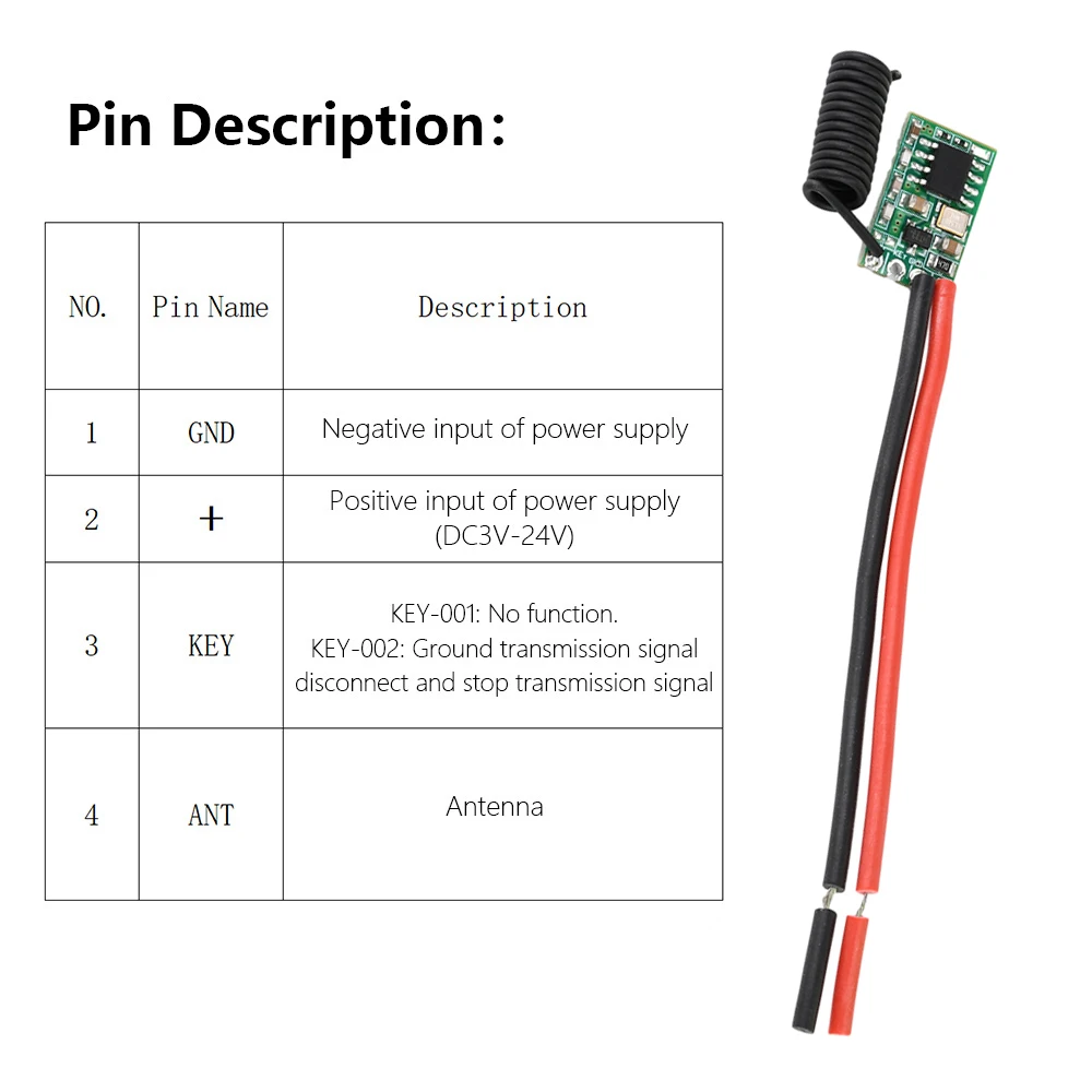 Color: black - DC 3V-24V 433MHz Wireless Remote Control Switch Long Range Mini Receiver and 433 MHz Transmitter LED Remote Control Power Supply
