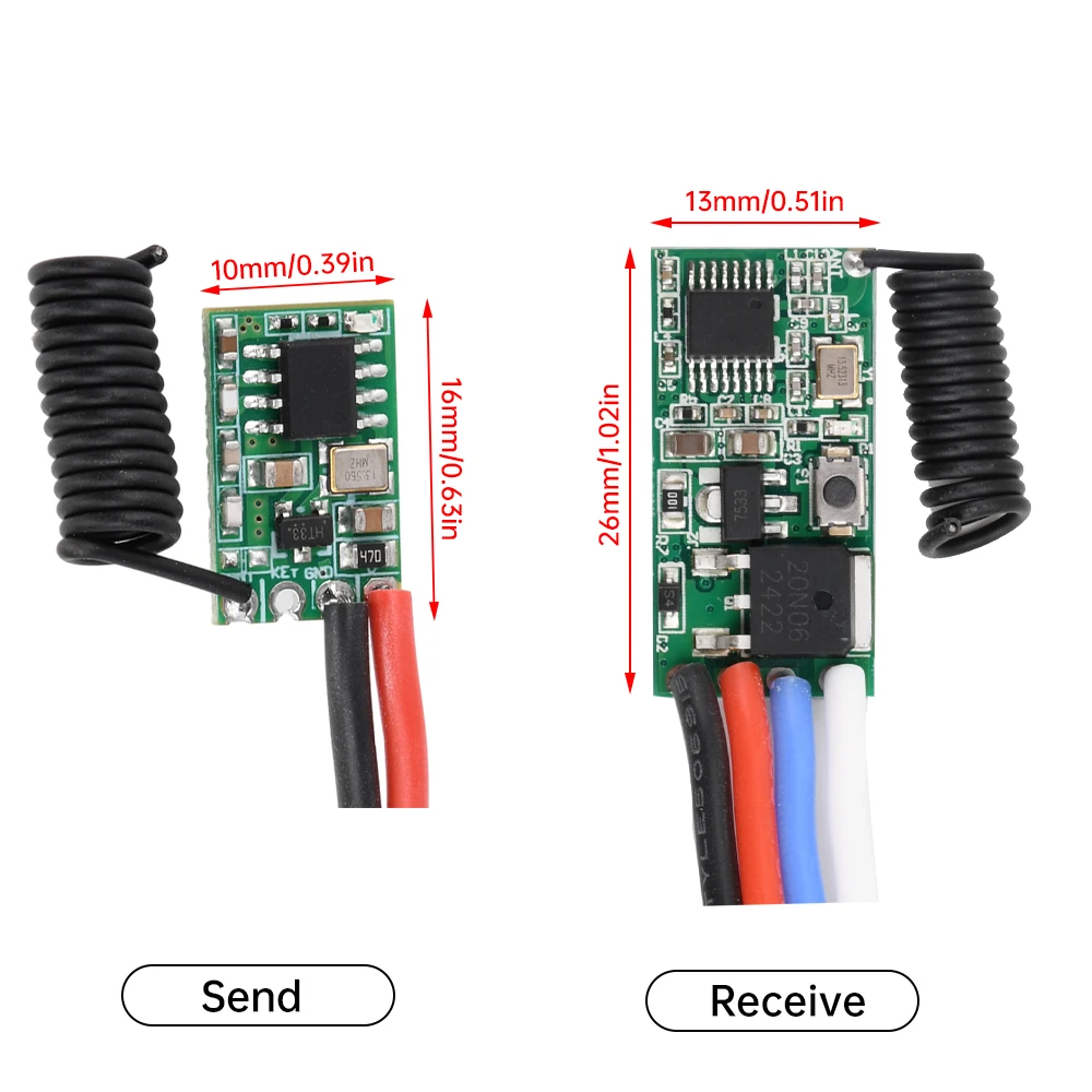 Color: black - DC 3V-24V 433MHz Wireless Remote Control Switch Long Range Mini Receiver and 433 MHz Transmitter LED Remote Control Power Supply