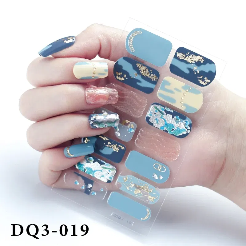 Color: Yellow - Purpel Nail Stickers Full Cover Nail Polish Stickers for Women Full Beauty Manicure Decals High Quality Stickers for Nails Art