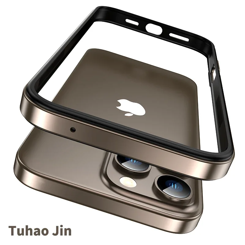Color: black, Material: Aluminum - Titanium Metal Frame Bumper Shockproof Case for IPhone 16 15 Pro Max Plus 5G for Apple Solid Colour Protection Phone Cover