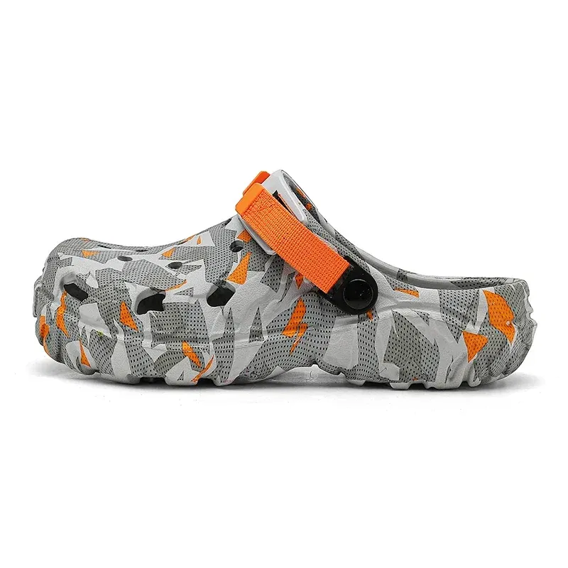Color: Silver, Shoe Size: 40 - Fashion Garden Shoes Men's Clogs Slippers Sandal Flat Camouflage Sandals Male Sneakers Outdoor Flip Flops Home Clogs