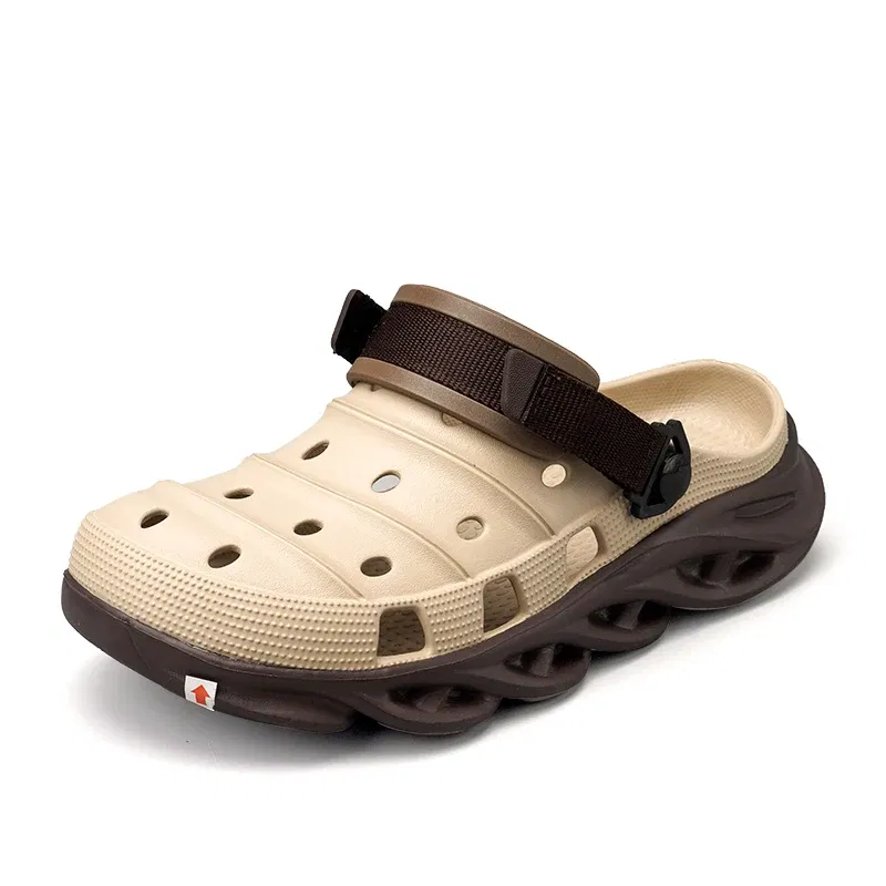 Color: Brown, Shoe Size: 44 - Fashion Garden Shoes Men's Clogs Slippers Sandal Flat Camouflage Sandals Male Sneakers Outdoor Flip Flops Home Clogs