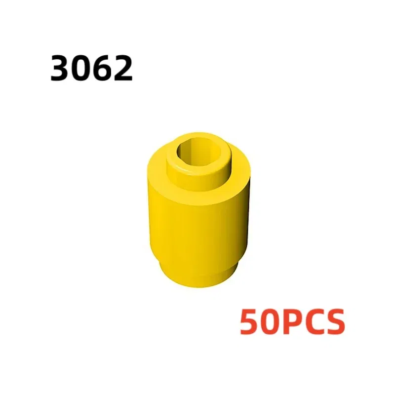 Color: Gold - 50PCS 3062b 30068 35390 3062 Accessories 1x1 Cylindrical Brick DIY Buildings? Blocks Educational Toys City Toy