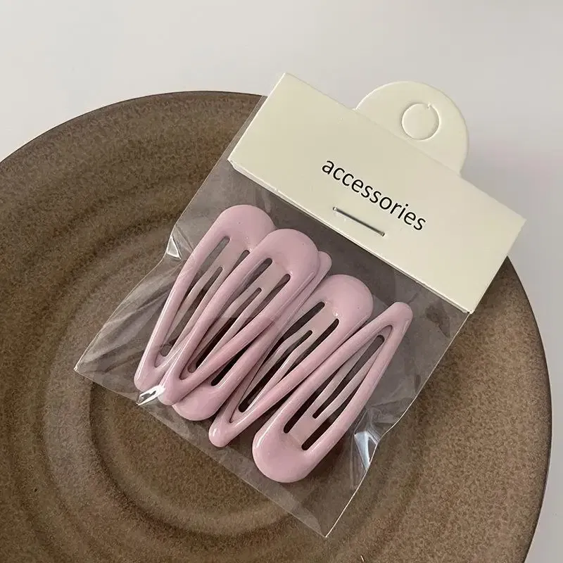 Color: Dark Brown - 5Pc Korean Snap Hairgrip Hair Clips Bangs Clip Edge Clip Waterdrop Shape BB Hairpins DIY Fashion Headwear Women Hair Accessories