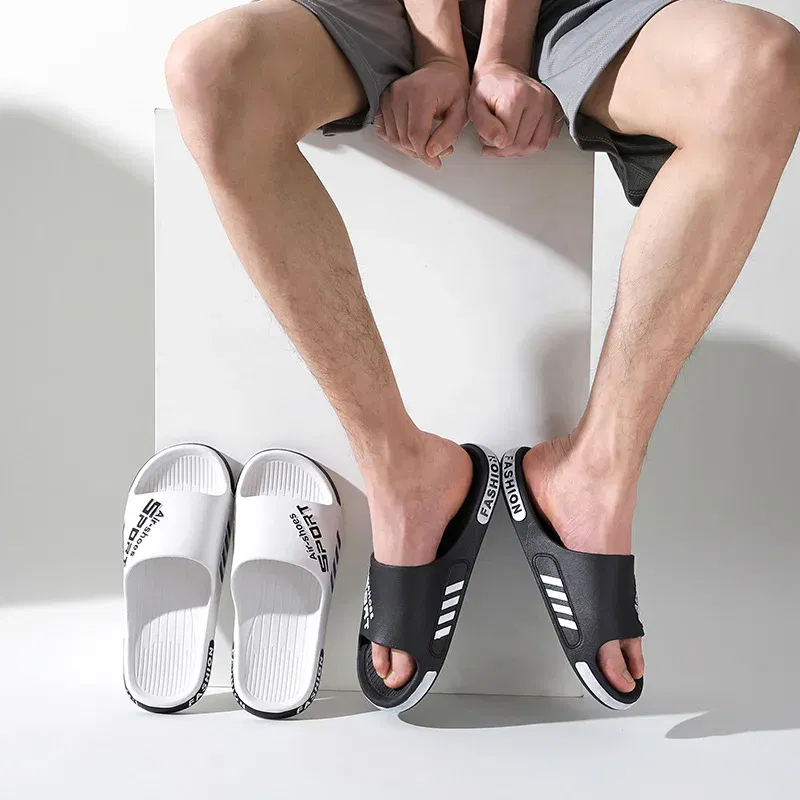 Color: Beige, Shoe Size: 6 - Fashion Men's Slippers PVC Soft Sole Non-slip Slides Casual Outdoor Beach Flip Flops Home Bathroom Couples Slippers New Sandal