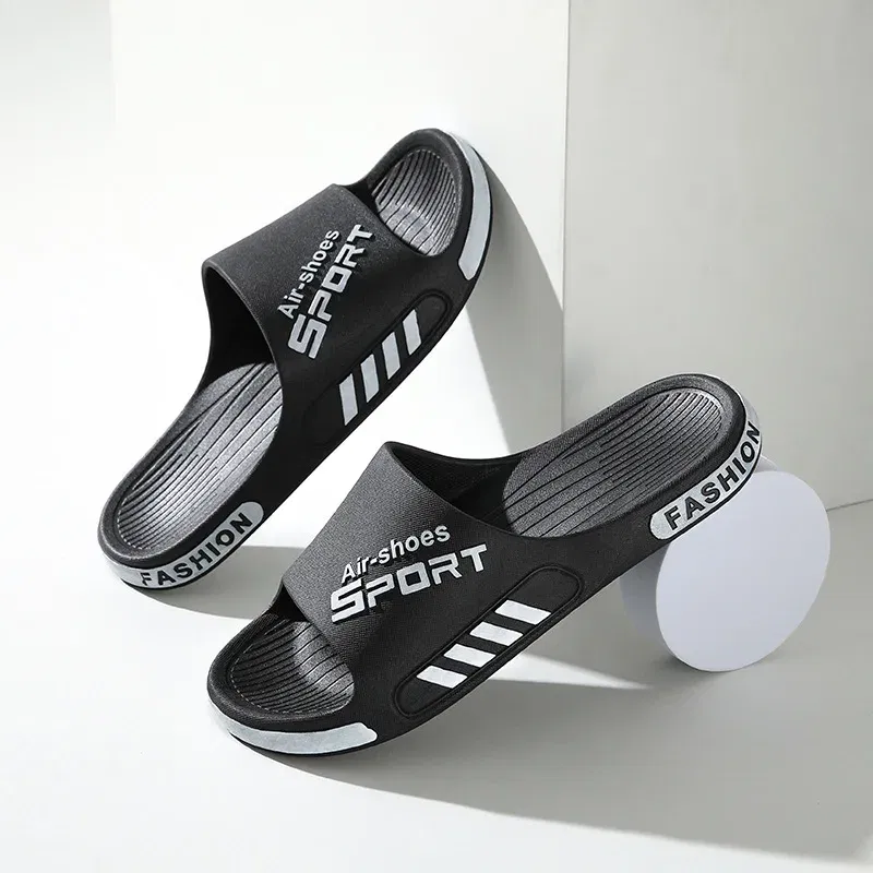 Color: Beige, Shoe Size: 6 - Fashion Men's Slippers PVC Soft Sole Non-slip Slides Casual Outdoor Beach Flip Flops Home Bathroom Couples Slippers New Sandal
