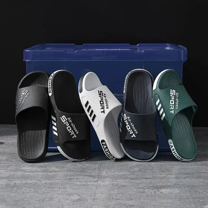 Color: Beige, Shoe Size: 6 - Fashion Men's Slippers PVC Soft Sole Non-slip Slides Casual Outdoor Beach Flip Flops Home Bathroom Couples Slippers New Sandal