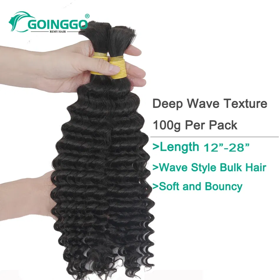 Color: #6, Stretched Length: 14inches - Pre-Colored Brazilian Deep Wave Bulk Human Hair No Weft Remy Bulk Human Hair 14 To 28 Inch Bulk Hair Extension Crochet Braids