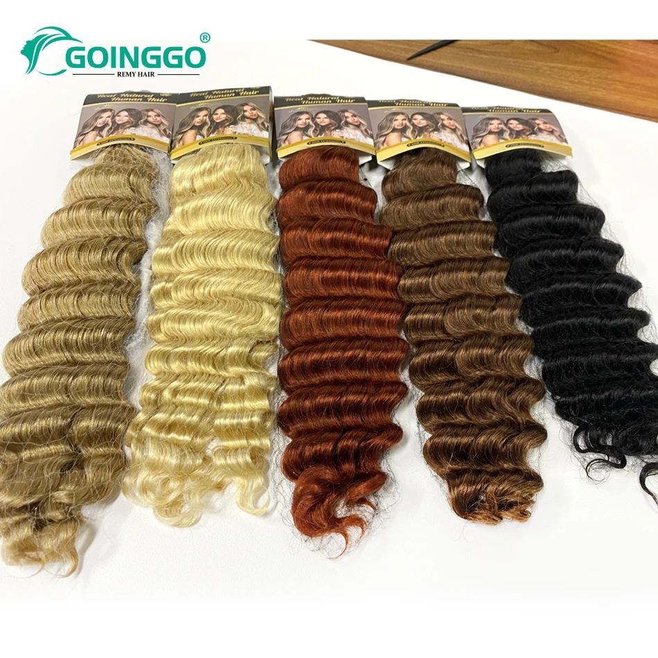 Color: #6, Stretched Length: 14inches - Pre-Colored Brazilian Deep Wave Bulk Human Hair No Weft Remy Bulk Human Hair 14 To 28 Inch Bulk Hair Extension Crochet Braids