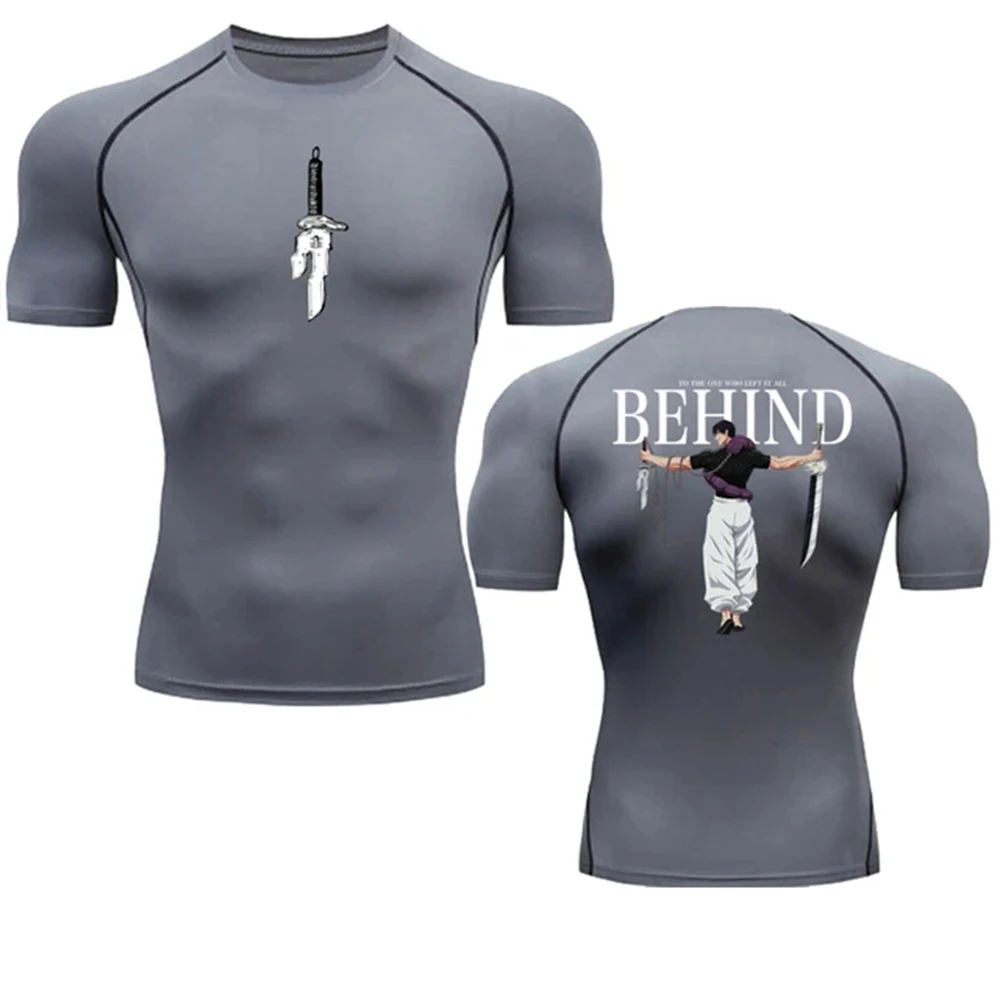 Color: green, Size: S - Anime Compression Shirt Men Print Breathable Football Fitness Tight Sportswear Althletic Quick Dry Rash Guard Gym Riding Tops