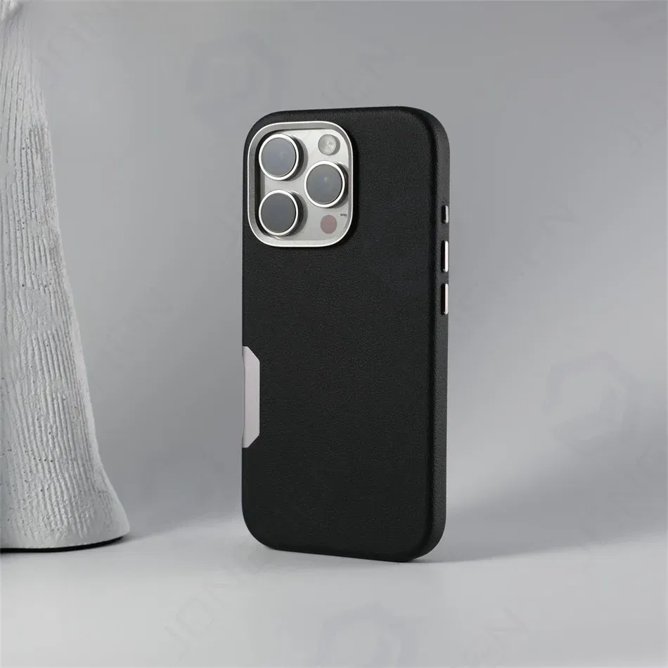 Color: Brown, Material: Silicon - For Magsafe Leather High Quality Alloy Camera Button Magnetic Case For iPhone 16 Pro Max 16pro Wireless Charge Shockproof Cover