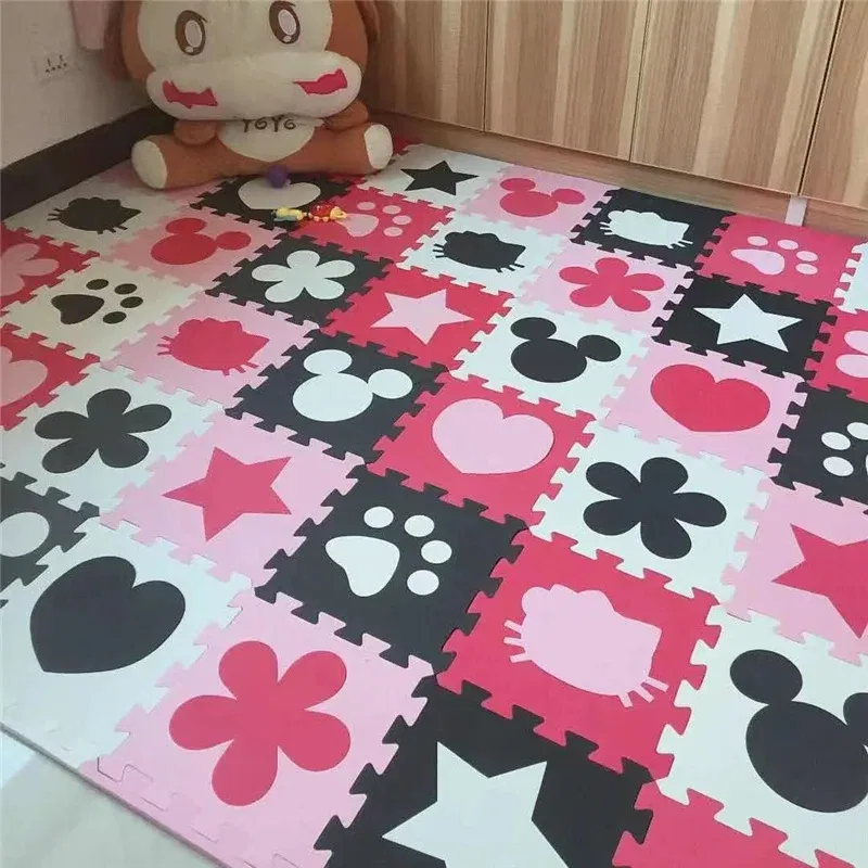 Color: plum - Activities Mat for Baby Play Mat 16PCS Play Mats 30x30cm Thick 1cm Game Mats Tatame Play Mat for Baby Playmat Playroom Mat