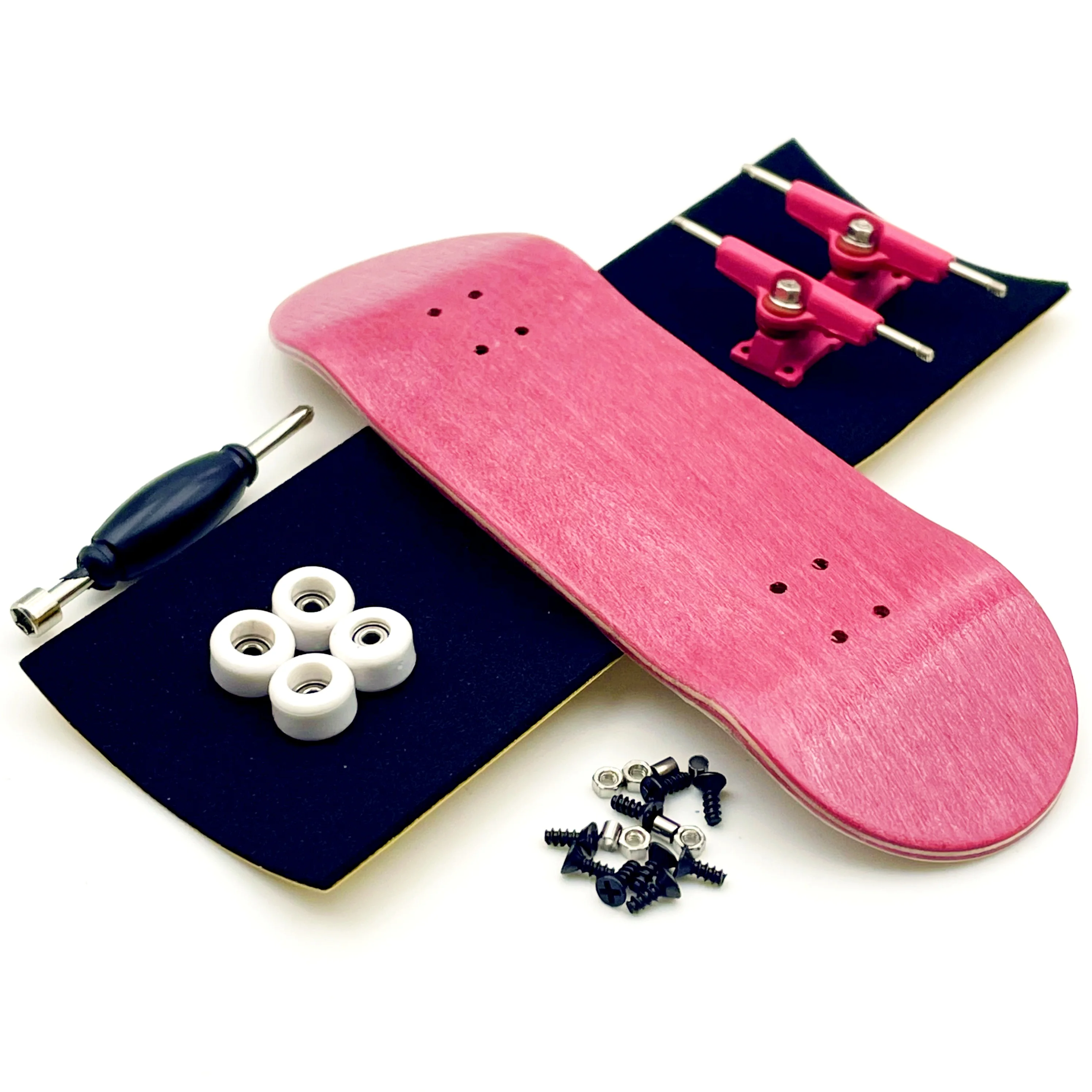Color: Red - 32mm Fingerboard Set with Maple Wooden Deck Metal Trucks Bearing Wheels