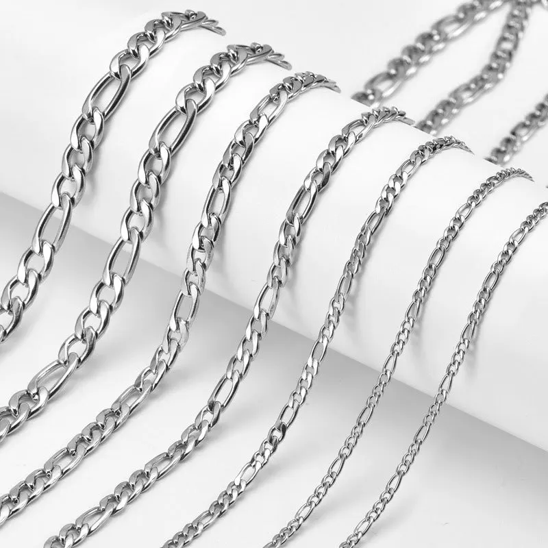 Gem Color: Black, Length: 60cm - 925 Sterling Silver 40-75cm Figaro Chain Necklace Men Women Fashion Simple Chain Wedding Christmas Gift Jewelry Accessories